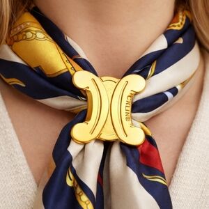 Celine Large Gold-plated Triomphe Logo Scarf Ring